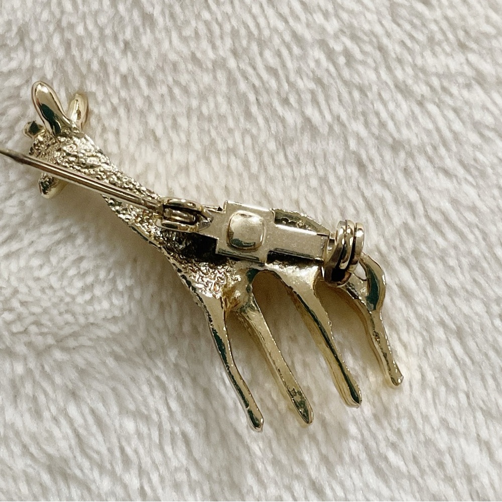 Vintage 1970s Giraffe Brooch Set – Mother & Baby Figural Animal Pins Rhinestone - Picture 6 of 13